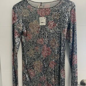 Free People Sequin Long sleeve top